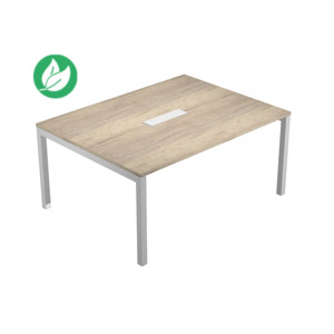 Table de réunion Eminence - L.160 x P.120 cm - Trappe d’accès centrale - Plateau Chêne canadien - Pieds Aluminium Table de réunion Eminence - L.160 x P.120 cm - Trappe d’accès centrale - Plateau Chêne canadien - Pieds Aluminium
