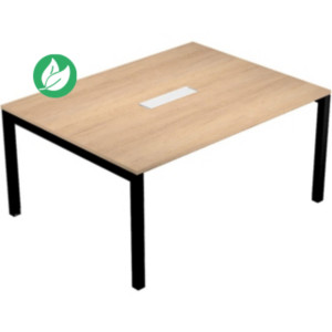 Table de réunion Eminence - L.160 x P.120 cm - Trappe d’accès centrale - Plateau Chêne - Pieds Noir Table de réunion Eminence - L.160 x P.120 cm - Trappe d’accès centrale - Plateau Chêne - Pieds Noir