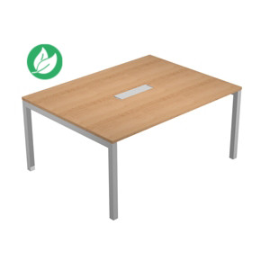 Table de réunion Eminence - L.160 x P.120 cm - Trappe d’accès centrale - Plateau Hêtre - Pieds Aluminium Table de réunion Eminence - L.160 x P.120 cm - Trappe d’accès centrale - Plateau Hêtre - Pieds Aluminium
