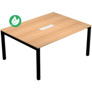 Table de réunion Eminence - L.160 x P.120 cm - Trappe d’accès centrale - Plateau Hêtre - Pieds Noir Table de réunion Eminence - L.160 x P.120 cm - Trappe d’accès centrale - Plateau Hêtre - Pieds Noir