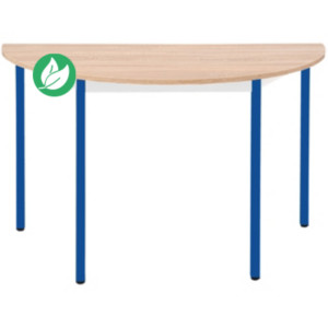 Table de réunion modulable 1/2 rond - L.120 x P.60 cm - Plateau Chêne Canadien - Pieds Bleu Table de réunion modulable 1/2 rond - L.120 x P.60 cm - Plateau Chêne Canadien - Pieds Bleu
