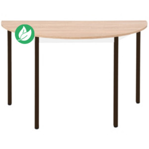 Table de réunion modulable 1/2 rond - L.120 x P.60 cm - Plateau Chêne Canadien - Pieds Brun Table de réunion modulable 1/2 rond - L.120 x P.60 cm - Plateau Chêne Canadien - Pieds Brun