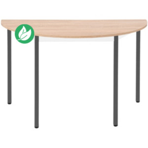 Table de réunion modulable 1/2 rond - L.120 x P.60 cm - Plateau Chêne Canadien - Pieds Gris Table de réunion modulable 1/2 rond - L.120 x P.60 cm - Plateau Chêne Canadien - Pieds Gris