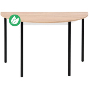 Table de réunion modulable 1/2 rond - L.120 x P.60 cm - Plateau Chêne Nebraska - Pieds Noir Table de réunion modulable 1/2 rond - L.120 x P.60 cm - Plateau Chêne Nebraska - Pieds Noir