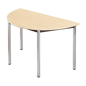 Table de réunion modulable 1/2 rond - L.120 x P.60 cm - Plateau Erable - Pieds Gris