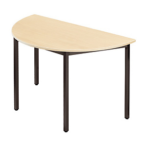 Table de réunion modulable 1/2 rond - L.120 x P.60 cm - Plateau Erable - Pieds Noir