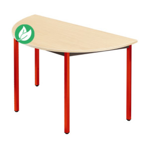 Table de réunion modulable 1/2 rond - L.120 x P.60 cm - Plateau Erable - Pieds Rouge Table de réunion modulable 1/2 rond - L.120 x P.60 cm - Plateau Erable - Pieds Rouge