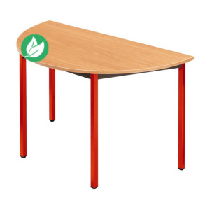 Table de réunion modulable 1/2 rond - L.120 x P.60 cm - Plateau Hêtre - Pieds Rouge Table de réunion modulable 1/2 rond - L.120 x P.60 cm - Plateau Hêtre - Pieds Rouge