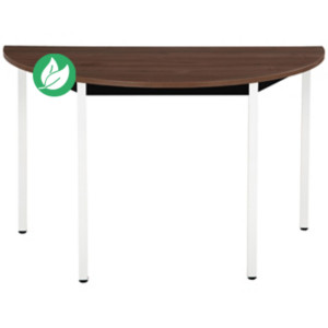 Table de réunion modulable 1/2 rond - L.120 x P.60 cm - Plateau Noyer - Pieds Blanc Table de réunion modulable 1/2 rond - L.120 x P.60 cm - Plateau Noyer - Pieds Blanc