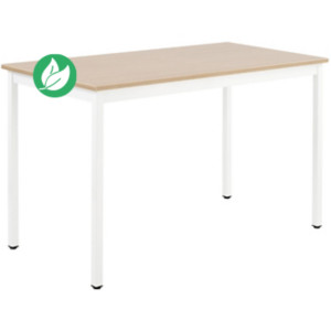 Table de réunion modulable rectangle - L.120 x P.60 cm - Plateau Chêne - Pieds Blanc Table de réunion modulable rectangle - L.120 x P.60 cm - Plateau Chêne - Pieds Blanc
