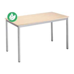 Table de réunion modulable rectangle - L.120 x P.60 cm - Plateau Erable - Pieds Aluminium Table de réunion modulable rectangle - L.120 x P.60 cm - Plateau Erable - Pieds Aluminium