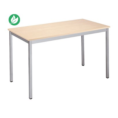 Table de réunion modulable rectangle - L.120 x P.60 cm - Plateau Erable - Pieds Aluminium - 1