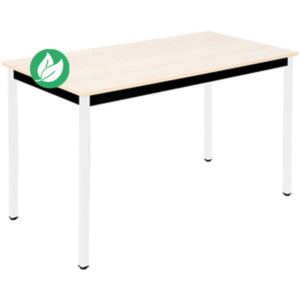 Table de réunion modulable rectangle - L.120 x P.60 cm - Plateau Erable - Pieds Blanc