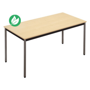 Table de réunion modulable rectangle - L.120 x P.60 cm - Plateau Erable - Pieds Gris