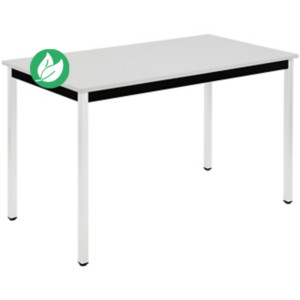 Table de réunion modulable rectangle - L.120 x P.60 cm - Plateau Gris - Pieds Blanc Table de réunion modulable rectangle - L.120 x P.60 cm - Plateau Gris - Pieds Blanc
