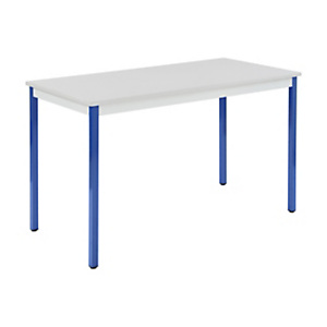 Table de réunion modulable rectangle - L.120 x P.60 cm - Plateau Gris - Pieds Bleu
