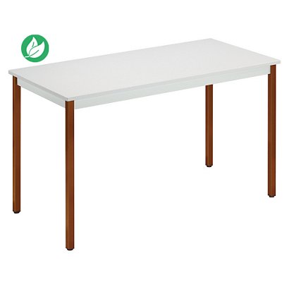 Table de réunion modulable rectangle - L.120 x P.60 cm - Plateau Gris - Pieds Brun