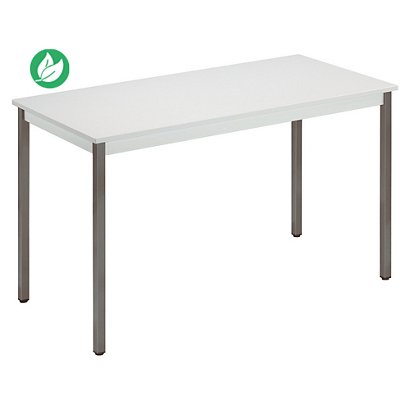 Table de réunion modulable rectangle - L.120 x P.60 cm - Plateau Gris - Pieds Gris