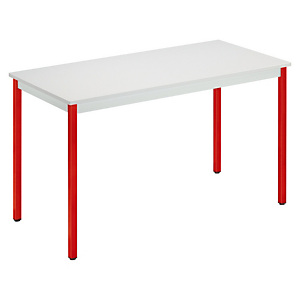 Table de réunion modulable rectangle - L.120 x P.60 cm - Plateau Gris - Pieds Rouge