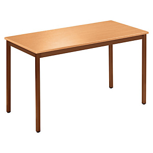 Table de réunion modulable rectangle - L.120 x P.60 cm - Plateau Hêtre - Pieds Brun