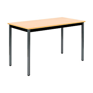 Table de réunion modulable rectangle - L.120 x P.60 cm - Plateau Hêtre - Pieds Gris