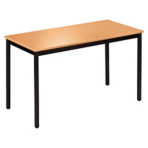 Table de réunion modulable rectangle - L.120 x P.60 cm - Plateau Hêtre - Pieds Noir