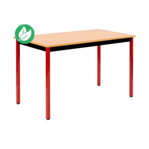 Table de réunion modulable rectangle - L.120 x P.60 cm - Plateau Hêtre - Pieds Rouge Table de réunion modulable rectangle - L.120 x P.60 cm - Plateau Hêtre - Pieds Rouge