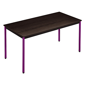 Table de réunion modulable rectangle - L.120 x P.60 cm - Plateau Noir - Pieds Prune
