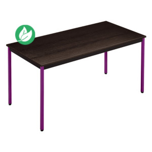 Table de réunion modulable rectangle - L.120 x P.60 cm - Plateau Noir - Pieds Prune