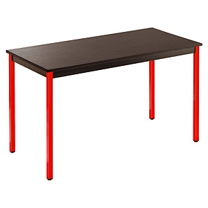 Table de réunion modulable rectangle - L.120 x P.60 cm - Plateau Noir - Pieds Rouge