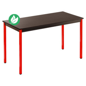 Table de réunion modulable rectangle - L.120 x P.60 cm - Plateau Noir - Pieds Rouge