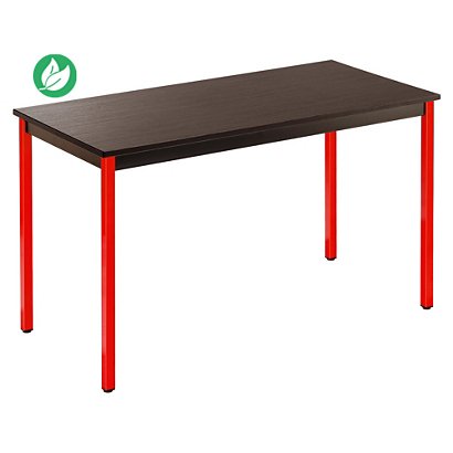 Table de réunion modulable rectangle - L.120 x P.60 cm - Plateau Noir - Pieds Rouge