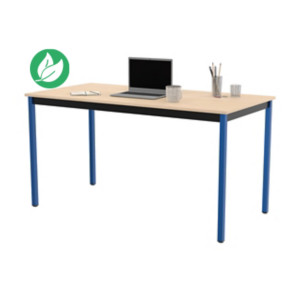 Table de réunion modulable rectangle - L.140 x P.70 cm - Plateau Erable - Pieds Bleu Table de réunion modulable rectangle - L.140 x P.70 cm - Plateau Erable - Pieds Bleu