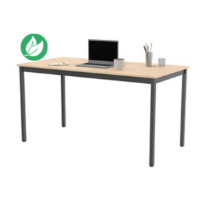 Table de réunion modulable rectangle - L.140 x P.70 cm - Plateau Erable - Pieds Gris Table de réunion modulable rectangle - L.140 x P.70 cm - Plateau Erable - Pieds Gris