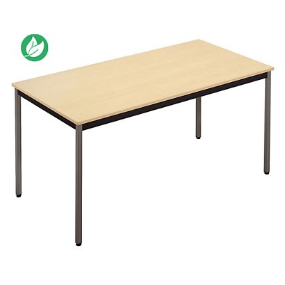 Table de réunion modulable rectangle - L.140 x P.70 cm - Plateau Erable - Pieds Gris