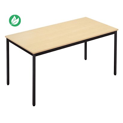 Table de réunion modulable rectangle - L.140 x P.70 cm - Plateau Erable - Pieds Noir