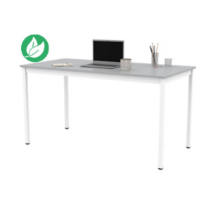 Table de réunion modulable rectangle - L.140 x P.70 cm - Plateau Gris - Pieds Blanc Table de réunion modulable rectangle - L.140 x P.70 cm - Plateau Gris - Pieds Blanc