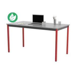 Table de réunion modulable rectangle - L.140 x P.70 cm - Plateau Gris - Pieds Rouge Table de réunion modulable rectangle - L.140 x P.70 cm - Plateau Gris - Pieds Rouge