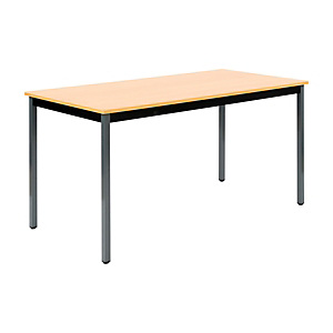 Table de réunion modulable rectangle - L.140 x P.70 cm - Plateau Hêtre - Pieds Gris