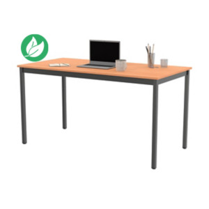 Table de réunion modulable rectangle - L.140 x P.70 cm - Plateau Hêtre - Pieds Gris Table de réunion modulable rectangle - L.140 x P.70 cm - Plateau Hêtre - Pieds Gris