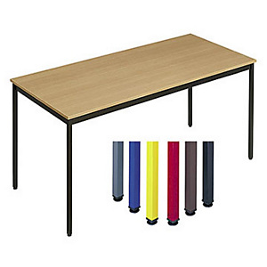 Table de réunion modulable rectangle - L.140 x P.70 cm - Plateau Hêtre - Pieds Noir