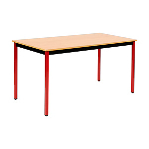 Table de réunion modulable rectangle - L.140 x P.70 cm - Plateau Hêtre - Pieds Rouge