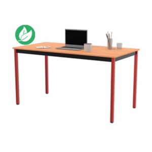Table de réunion modulable rectangle - L.140 x P.70 cm - Plateau Hêtre - Pieds Rouge Table de réunion modulable rectangle - L.140 x P.70 cm - Plateau Hêtre - Pieds Rouge