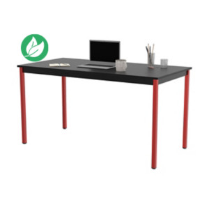 Table de réunion modulable rectangle - L.140 x P.70 cm - Plateau Noir - Pieds Rouge Table de réunion modulable rectangle - L.140 x P.70 cm - Plateau Noir - Pieds Rouge