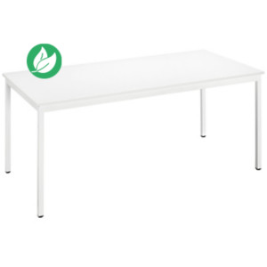 Table de réunion modulable rectangle - L.160 x P.80 cm - Plateau Blanc - Pieds Blanc Table de réunion modulable rectangle - L.160 x P.80 cm - Plateau Blanc - Pieds Blanc
