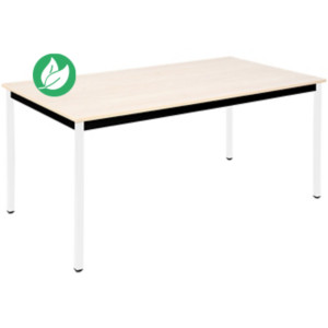 Table de réunion modulable rectangle - L.160 x P.80 cm - Plateau Erable - Pieds Blanc Table de réunion modulable rectangle - L.160 x P.80 cm - Plateau Erable - Pieds Blanc