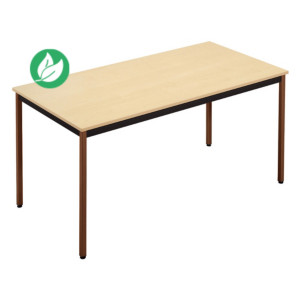 Table de réunion modulable rectangle - L.160 x P.80 cm - Plateau Erable - Pieds Brun