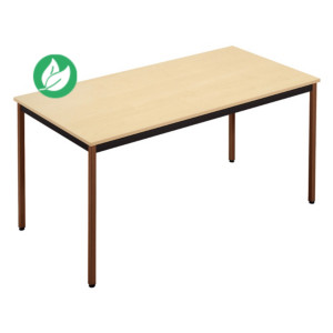 Table de réunion modulable rectangle - L.160 x P.80 cm - Plateau Erable - Pieds Brun Table de réunion modulable rectangle - L.160 x P.80 cm - Plateau Erable - Pieds Brun
