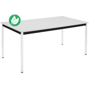 Table de réunion modulable rectangle - L.160 x P.80 cm - Plateau Gris - Pieds Blanc Table de réunion modulable rectangle - L.160 x P.80 cm - Plateau Gris - Pieds Blanc