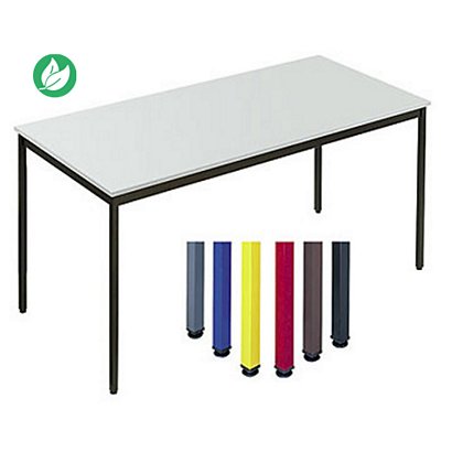 Table de réunion modulable rectangle - L.160 x P.80 cm - Plateau Gris - Pieds Noir